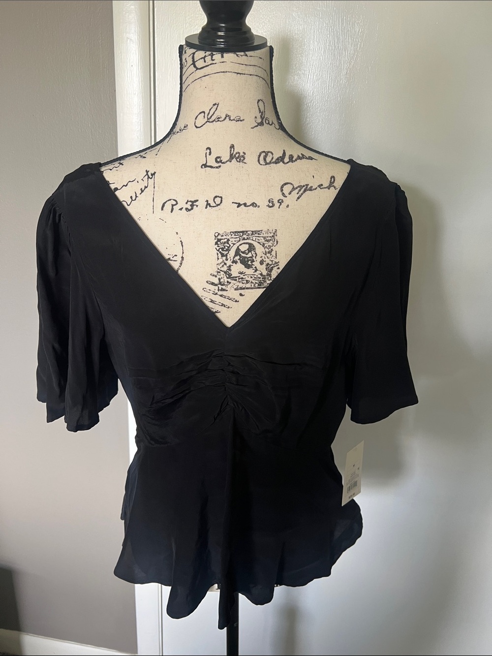 NWT! A New Day Target | Butterfly Sleeve Peplum Top | Women's Black VNeck Blouse